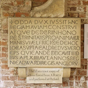 Copy of an inscribed stone in Oddas Chapel, Deerhurst, Gloucestershire, 2010