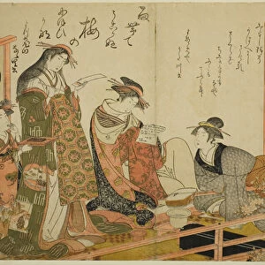 The Courtesans Utagawa and Nanasato from the Yotsumeya, from the album "Comparing New Beau... 1784. Creator: Kitao Masanobu. The Courtesans Utagawa and Nanasato from the Yotsumeya, from the album "Comparing New Beau... 1784