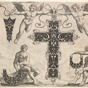 Cross-shaped Pendant and Four Other Motifs, 1622. Creator: Giovanni Battista Costantini