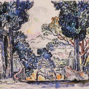 Cypresses in Sainte-Anne (SaintTropez). Artist: Signac, Paul (1863-1935)