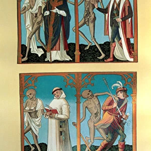 Dance of Death, with the archbishop, the knight, the monk and the military, Miniature