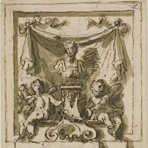 Design for the Overmantel of a Chimneypiece with Bust of Pompilius Numa, n. d