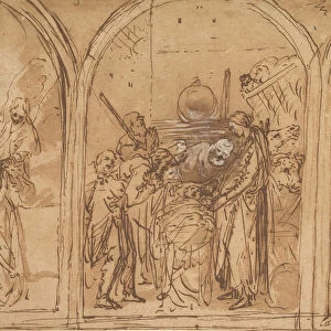 A Design for a Triptych with the Adoration of the Two Saints, early 17th century