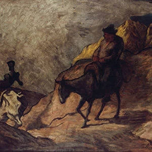 Don Quixote and Sancho Panza, 1866-1867. Artist: Daumier, Honore (1808-1879)