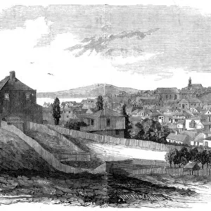East view of Auckland, New Zealand, 1860. Artist: WH Sutcliffe