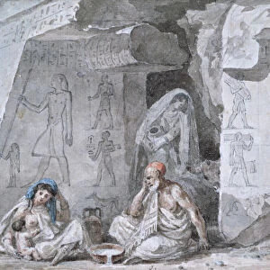 Egyptian Family Outside an Ancient Tomb, 19th century. Artist: Vivant Denon