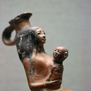 Egyptian mother and child vase