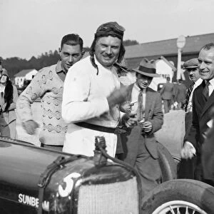 EL Bouts and his Sunbeam, Surbiton Motor Club race meeting, Brooklands, Surrey, 1928