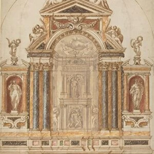 An Elaborate Altar of Colored Marble Ornamented with Sculptures, 1600s. Creator: Unknown