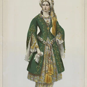Elisa Rachel as Roxane in Bajazet by Racine, 1838. Artist: Deveria, Achille (1800-1857)