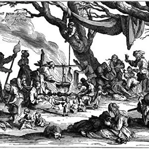 Encampment of central European gypsies also known as Egyptians, 1604. Artist: Jacques Callot