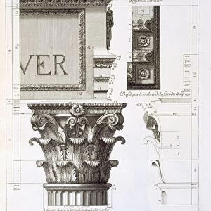 Entablature, capital and inscription from the Temple of Jupiter Tonans (The Thunderer), pub