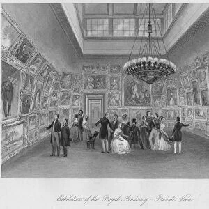 Exhibition of the Royal Academy. - Private View, c1841. Artists: Henry Melville, William Radclyffe, Edward Radclyffe