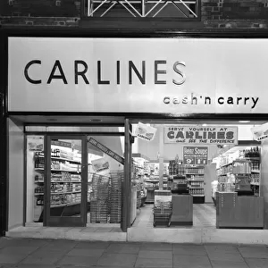 The exterior of Carlines Self Service Store, Mexborough, South Yorkshire, 1960. Artist