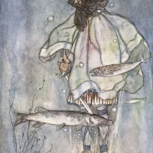 Fergus goes down into the lake, c1910. Artist: Stephen Reid