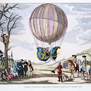 First manned flight in a hydrogen balloon, France, 1 December 1783 (1887)