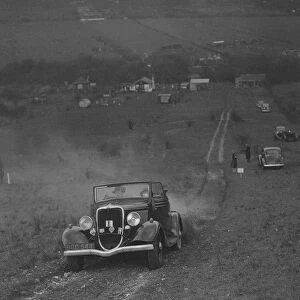 Ford V8 competing in the London Motor Club Coventry Cup Trial, Knatts Hill, Kent, 1938