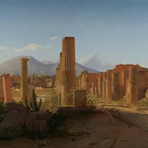 The Forum at Pompeii with Vesuvius in the Background, 1841. Artist: Kobke, Christen Schiellerup (1810-1848)