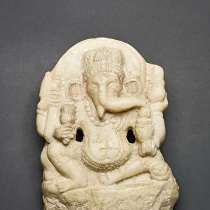Four-Armed Seated God Ganesha, Shahi period, 7th / 8th century. Creator: Unknown