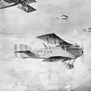 A French squadron of daytime bombers above a sea of clouds, 1918, (1926). Artist: Etienne Cournault
