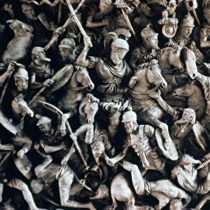 Frieze of Roman soldiers fighting Germanic tribesmen, 1st century