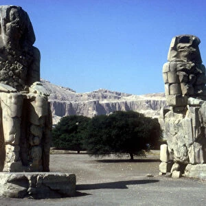 Frontal view of The Colossi of Memnon, Luxor West Bank, Egypt, c1400 BC