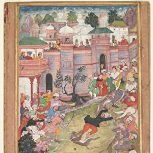 The game of wolf-running in Tabriz, from an Akbar-nama (Book of Akbar), c. 1595-1600