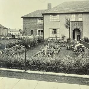 Front garden of 61 Barnes Avenue, on the Castelnau Estate, Barnes, London, 1930