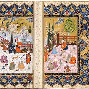 A Gathering of Learned Men on a Terrace. Artist: Iranian master
