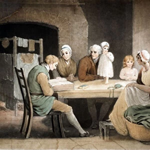 Three generations listening to a reading from the family Bible, c1800. Artist: Maria Spilsbury