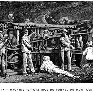 Germain Sommeillers compressed air rock drill used in excavation of the Mont Cenis Tunnel, 1874