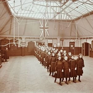 Girls returning from play, Thomas Street Girls School, Limehouse, Stepney, London, 1908