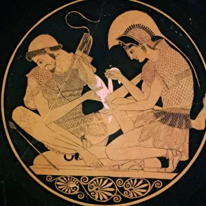 Greek vase painting of Achilles and Patroclus. Artist: Sosias