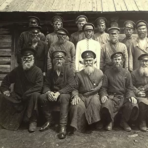 A group of old-timer Cossacks, 1909. Creator: Nikolai Georgievich Katanaev