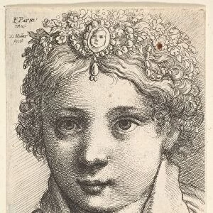 Head of a young girl wearing a jeweled headdress, ca. 1645. Creator: Wenceslaus Hollar