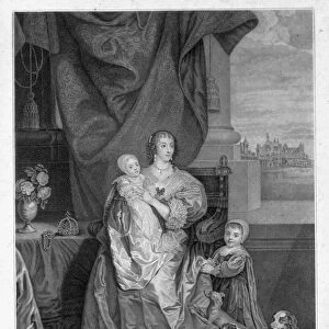 Henrietta Maria, Queen of King Charles I of England, with two of their children, c1630s (1880s)