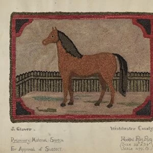 Hooked Rug with Horse, 1935 / 1942. Creator: Joseph Glover
