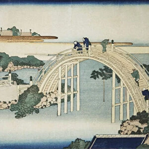 Humpback Bridge by the Kameido Tenjin Bridge, between 1827 and 1830. Artist: Hokusai
