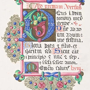 Illuminated Letter D within a Decorated Border, 1830-62