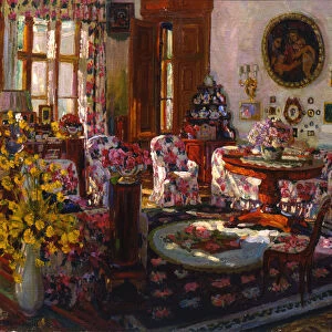 Interior in the Manor House Brasovo, 1912. Artist: Stanislav Julianovic Zukovskij