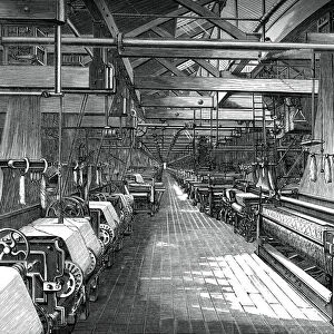 Interior of the weaving shed, St Leonards factory, Dunfermline, c1880