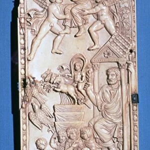 Ivory lead of a diptych showing the apotheosis of an emperor, 2nd century