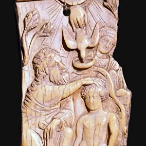 Ivory panel showing the baptism of Christ, 6th century