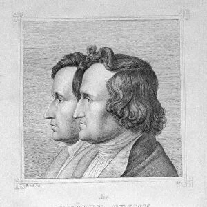 Jacob and Wilhelm Grimm, 1843. Artist: Grimm, Ludwig Emil (1790-1863)