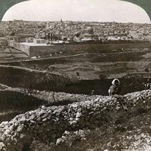 Jerusalem, as seen from the south-east, showing the site of the temple, Palestine, 1900s. Artist: Underwood & Underwood