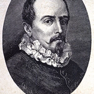 Juan Ruiz de Alarcon y Mendoza (1581-1639), Spanish dramatist, engraving 1878