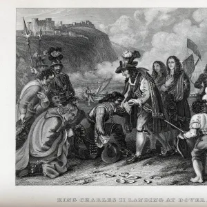 King Charles II landing at Dover, 1882. Artist: Anonymous