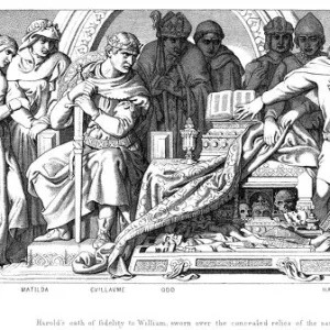 King Harold swears allegiance to William of Normandy, c1866. Artist: Daniel Maclise