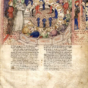 The Knights of the Round (Miniature from La Quete du Saint Graal et la Mort d Arthus), ca 1220. Artist: Anonymous master