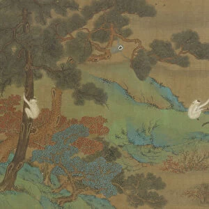 Landscape with Gibbons and Cranes, Qing dynasty, 18th century. Creator: Unknown
